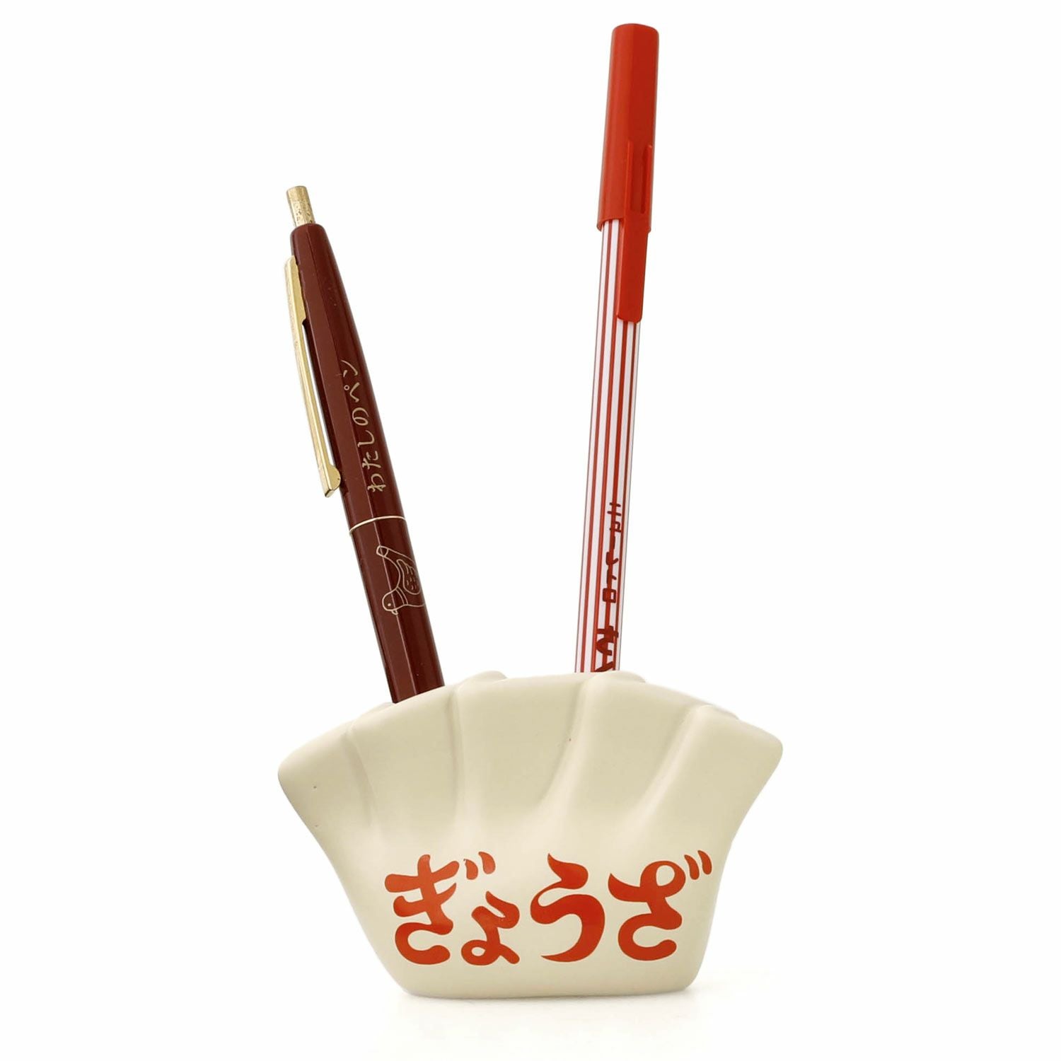 ぎょうざの形をしたペンホルダー